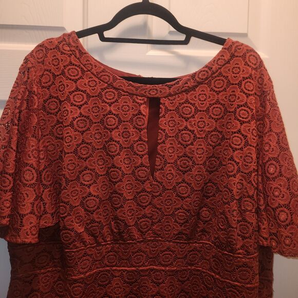 Kiyonna Dress Womens 3X Middeton Lace Floral Spandex Knee Length Lined Plus - Picture 4 of 7